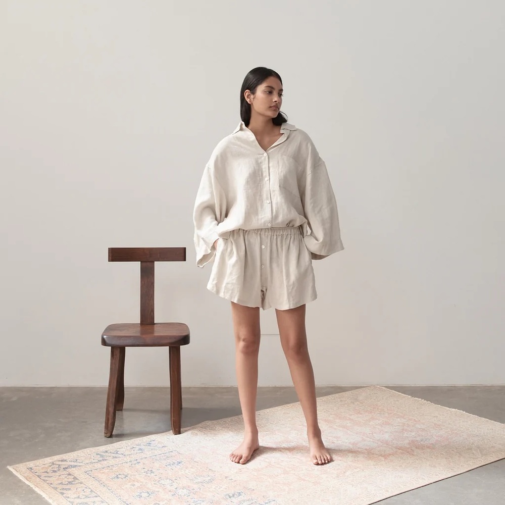 Deiji Studios Oatmeal Linen Set Size S/M